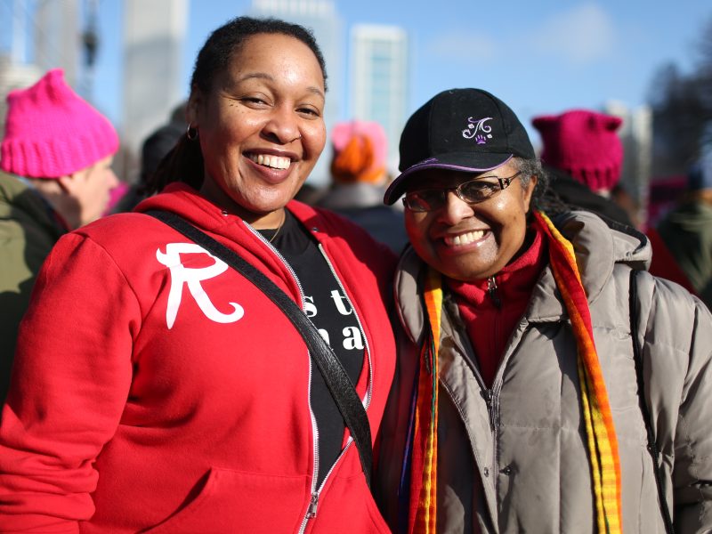 Karen Hawkins and her mother at the Women's March