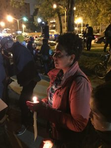 Maria Hadden attending a vigil in Rogers Park