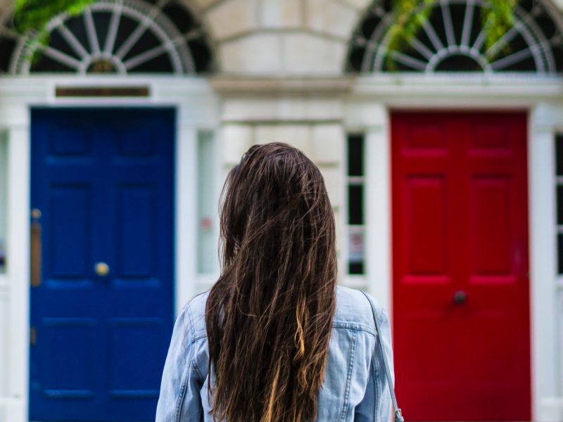 dating after divorce which would you choose woman in front of two doors