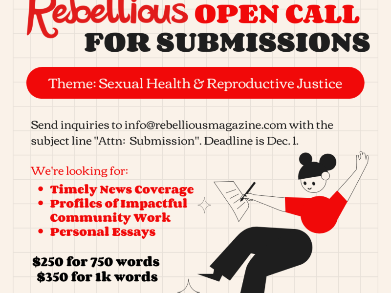 graphic detailing submission guidelines for sexual health and reproductive justice stories