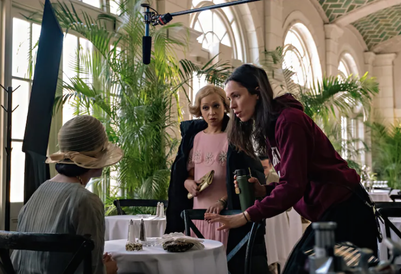 Rebecca Hall directs Tessa Thompson and Ruth Negga on the set of “Passing.” (Emily V. Aragones/Netflix)