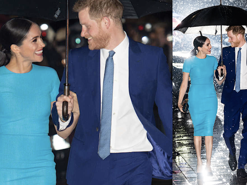 Spinning in the rain. Was this 2020 picture of H&M photoshopped? Credit: Samir Hussein / WireImage