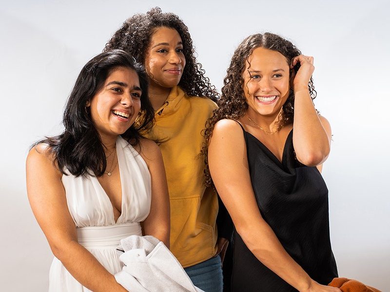 Pictured (left to right) Simran Deokule, Kianna Rose and Isabelle Muthiah in Shattered Globe Theatre’s world premiere of Radial Gradient.